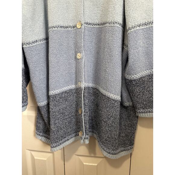 Ulla Popken Blue Patchwork Lagenlook Relaxed Cardigan Size 24/26 - Picture 4 of 8